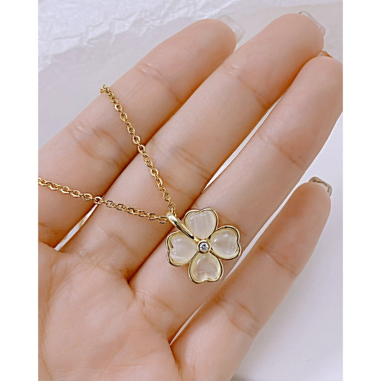 Lucky Clover Sets 18K Gold Plated,Bracelet,Earring,Necklace Pendant for  Women with Adjustable Charm Simple Cute Jewelry