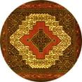 thumbnail image 1 of Ahgly Company Machine Washable Indoor Round Persian Yellow Traditional Area Rugs, 4' Round, 1 of 4