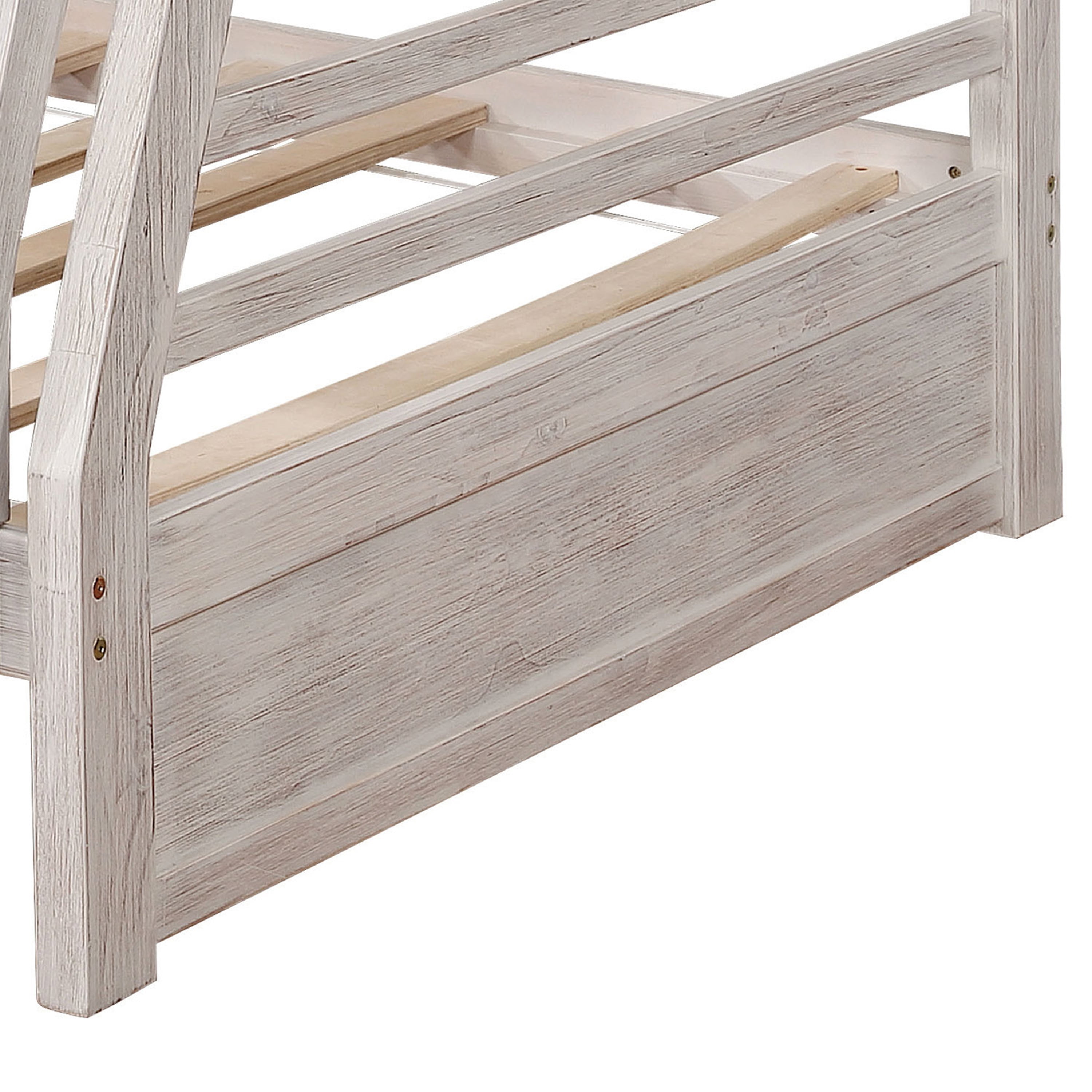 Furniture of America Luke Wood White Twin/Full Kids Bunk Bed with Drawers