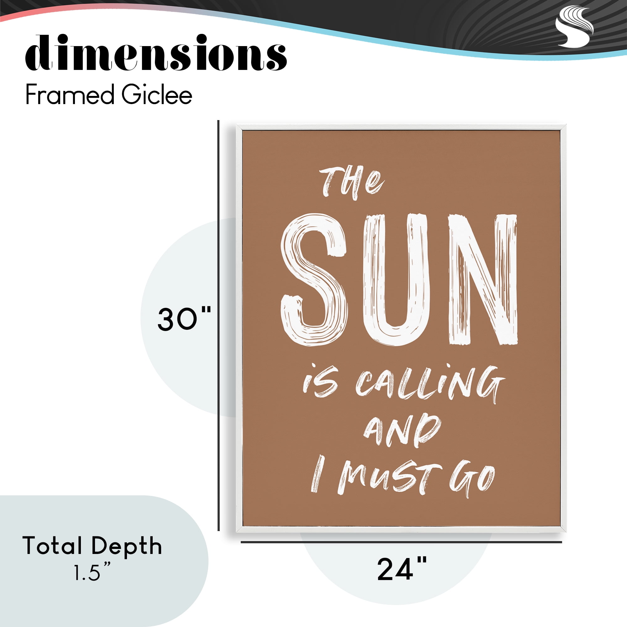 Sun Is Calling Must Go White Framed Giclee Art, design by Lettered and Lined