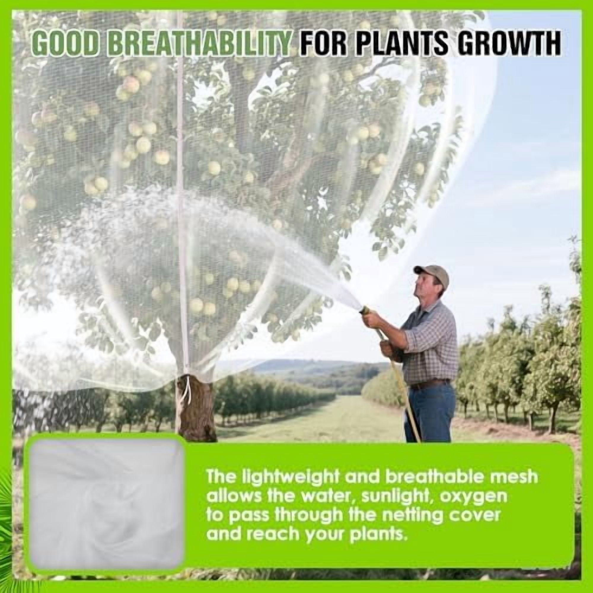 10 X 10FT Large Fruit Tree Netting, Tree Nets for Fruit Trees with Zipper and Drawstring, Insect Netting Barrier for Garden Blueberry Bushes Cherry Peach Apple Protection from Squirrels Birds Pests
