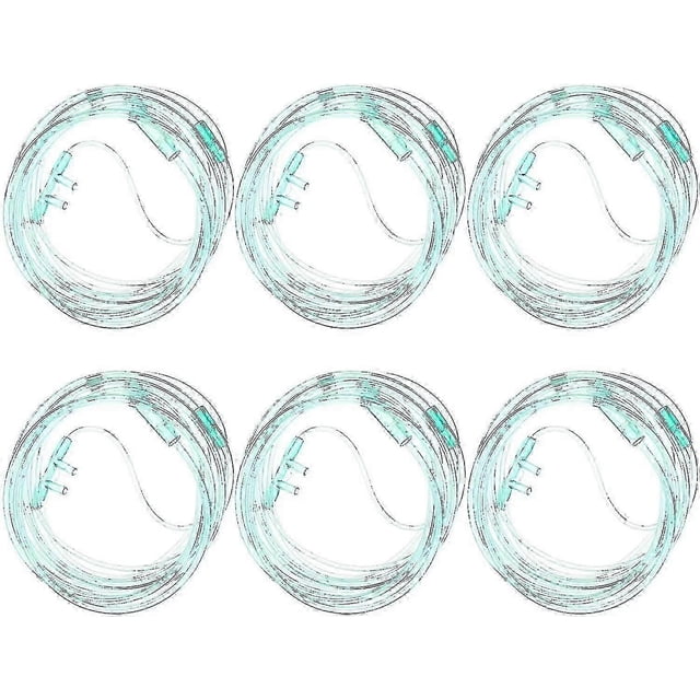 6pcs 2m Nasal Oxygen Cannula Green Soft Tube For Adults
