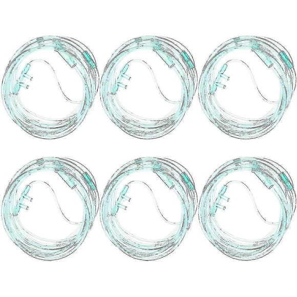 6pcs 2m Nasal Oxygen Cannula Green Soft Tube For Adults