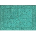 thumbnail image 1 of Ahgly Company Machine Washable Indoor Rectangle Oriental Turquoise Blue Industrial Area Rugs, 8' x 10', 1 of 4