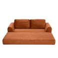 thumbnail image 3 of 2-In-1 Folding Convertible Sofa Bed, Modern Corduroy Sleeper Couch with 2*Pillows, Futon Modular Upholstered Boneless Sofa with Pull-Out Bed, Folding Floor Modular Couch for Living Room (Orange), 3 of 10