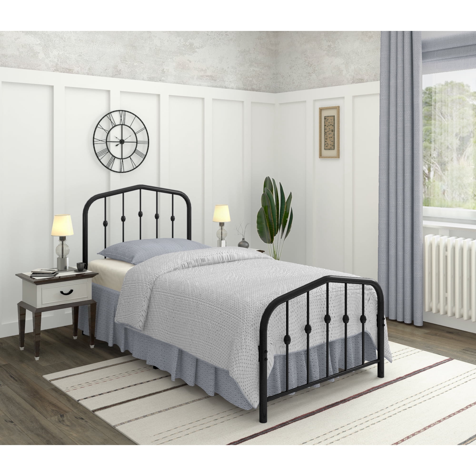 AMBEE21 Golden Gate Beds Washington Twin Size Black Iron Bed Frame with Headboard Footboard Wrought Iron Heavy Duty Metal Platform Foundation Farmhouse Victorian Style 600 lbs Capacity CastleBeds