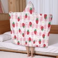 thumbnail image 5 of Strawberry Plants Fruit Heart Daisy Checkered Hooded Bath Towel，50"x30" for Ages 3 To 12 Kids, Quick Dry Lightweight Soft Microfiber Hood Beach Towel Cover Up for Kids, 5 of 7