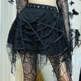 thumbnail image 2 of RUTAYY Women Gothic Punk Fringed MiniSkirt Skirt Solid Color Flowy Swing Pleated Beach Skirts, 2 of 9