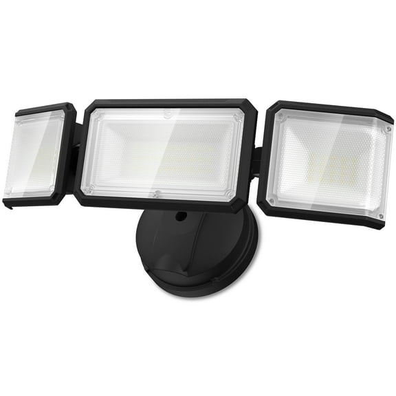 LEPOWER 4200 Lumen LED Flood Light Outdoor, 42W, Switch Controlled, 3 Heads, 5000 K, Black