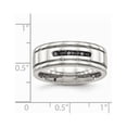 thumbnail image 2 of Primal Steel Stainless Steel Black Cubic Zirconia 8mm Grooved Band, 2 of 8