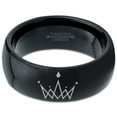 thumbnail image 2 of Tungsten Crown Royalty King Queen Diamond Circle Band Ring 8mm Men Women Comfort Fit Black Dome Polished, 2 of 4