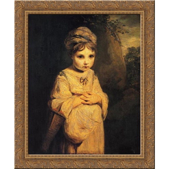 The Strawberry Girl 20x24 Gold Ornate Wood Framed Canvas Art by Reynolds, Joshua