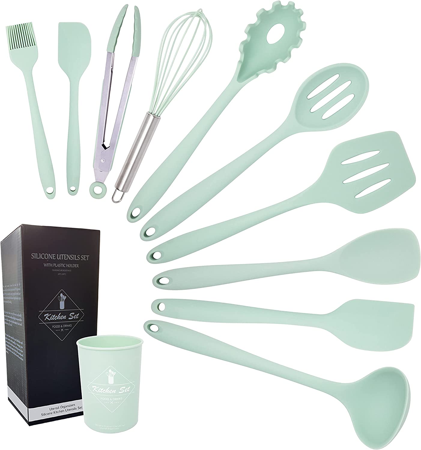 Silicone Cooking Utensils Set of 11 Pieces Food Grade, Heat Resistant