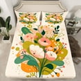 thumbnail image 2 of Homewish Rustic Flower Floral Bed Sheets for Kids, Kawaii Cute Cartoon King Sheets, Old Fashion Sheet Set, Microfiber Bedroom Decor, 4-Piece, 2 of 7
