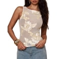 thumbnail image 3 of 3D Floral Applique Sleeveless Top Tank Tops for Women Elegant Summer Going Out Tops Color S, 3 of 8