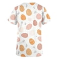 thumbnail image 4 of Easter Scrub Tops for Women V-Neck Short Sleeve with Pockets Tulip and Striped Egg Pattern Professional Stretch Medical Nursing Workwear Clothes, 4 of 5