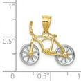 thumbnail image 4 of 14k Yellow and White Gold Polished Moveable Bicycle Pendant Necklace 15x22mm Wide Pendant for Women, 4 of 4