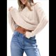 thumbnail image 1 of Suéteres de Cuello Redondo de Punto Extragrandes para Mujer Albaricoque L, 1 of 9