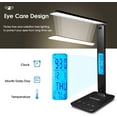 thumbnail image 6 of LED Desk Lamp with Wireless Charger and USB Port, Foldable, Clock and Alarm, 5-Level Dimming, Black, 6 of 9