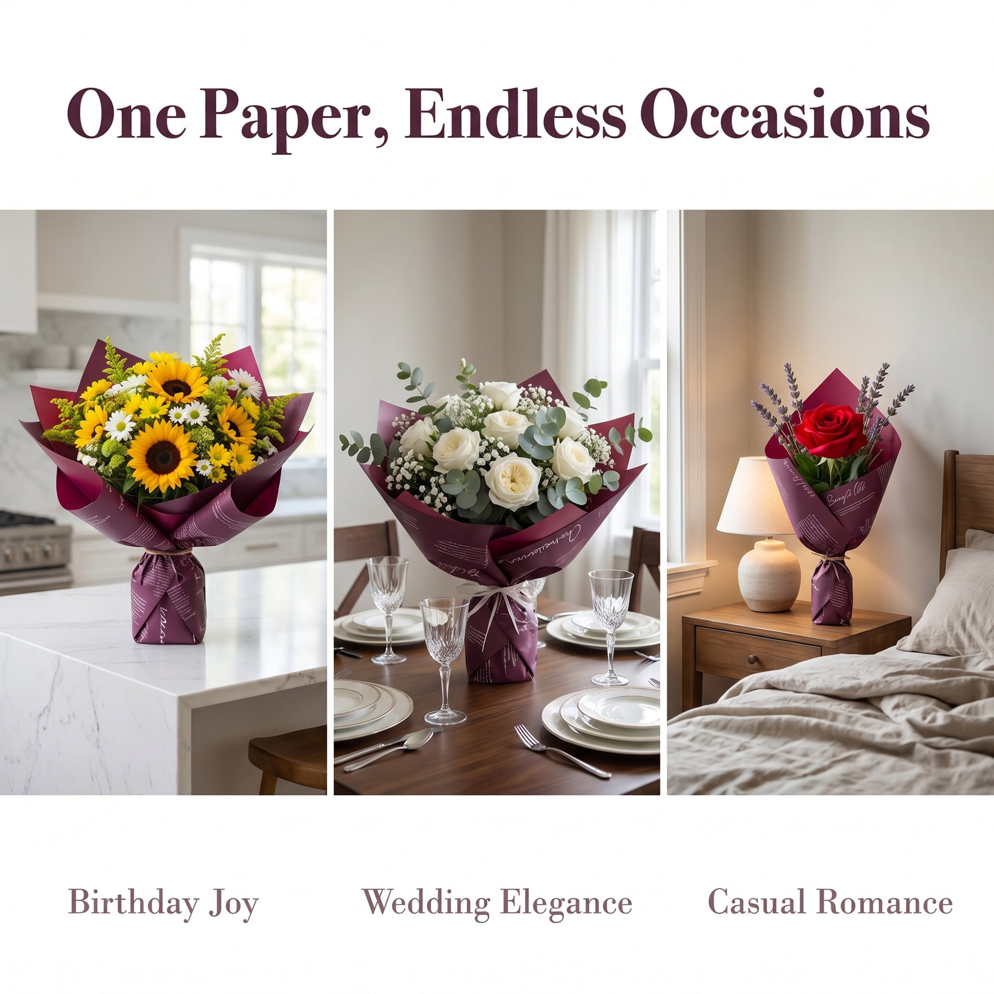 Unique Bargains Waterproof Gift Wrap Paper for Bouquets and Gifts Red 22.4"x 22.4"