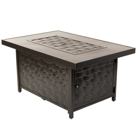 Fire Sense - Armstrong Rectangular Aluminum LPG Fire Pit - Antique Bronze