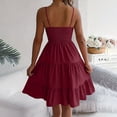 thumbnail image 6 of WRKEKC Midi Dresses for Women Solid Square Neck Sleeveless Smocked Tiered Ruffle Low Back Midi Soft Flowy Soft, 6 of 9