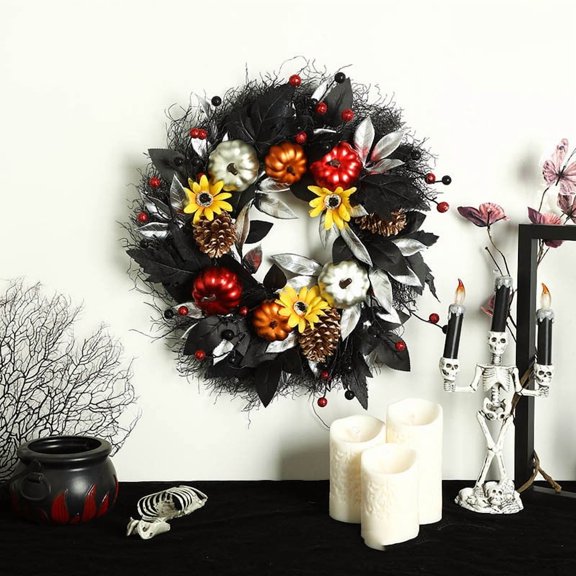 sruoe Halloween Decor, Halloween Decoration Indoor, Artificial Wreaths, Halloween Decoration Outdoor, Halloween Decoration, Halloween Simulation Decorative Wreath Door Wall Party Decor