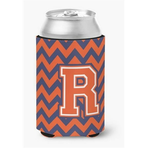 Letter R Chevron Orange & Blue Can or Bottle Hugger, 0.25 x 4 x 5.5 in.