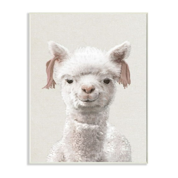 Stupell Industries Llama Portrait White Animal Painting Graphic Art Unframed Art Print Wall Art, 13x19, by Ziwei Li