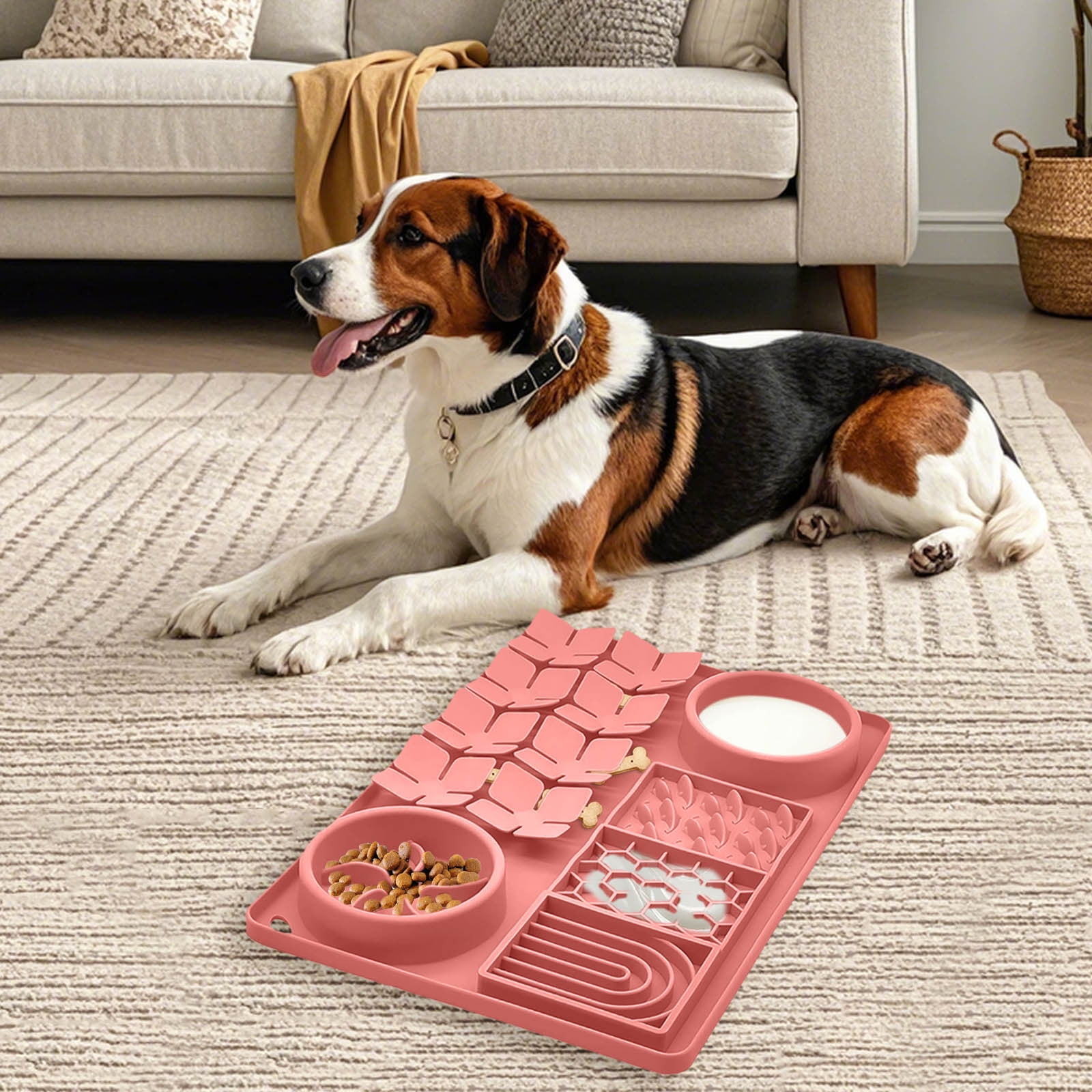 KMWGRE Interactive Pet Licking Mat with Suction Cups Slow Feeder Bowl Anxiety Puzzle Toy for Dogs and Cats D One Size