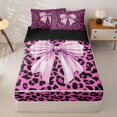 thumbnail image 2 of Homewish Kawaii Bowknot Girls Zipper Full Size Comforter Sets with Fitted Sheet and 2 Pillowcases, Pink Cheetah Print Zipper Bedding Set, Black Reversible, 4 Pieces, 2 of 6