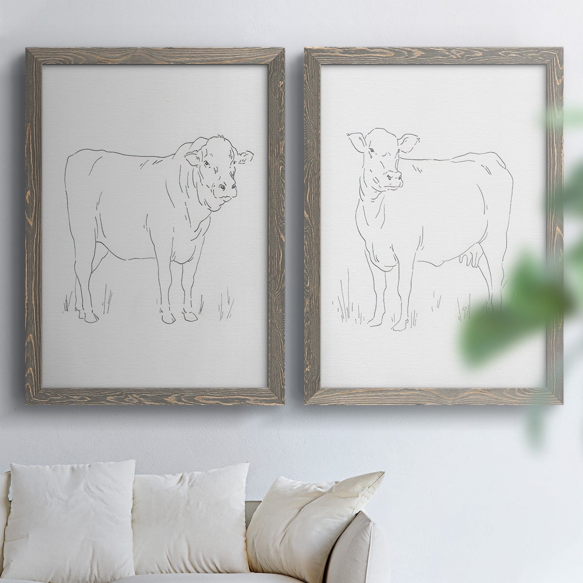 Limousin Cattle I - Premium Framed Canvas 2 Piece Set - Ready to Hang