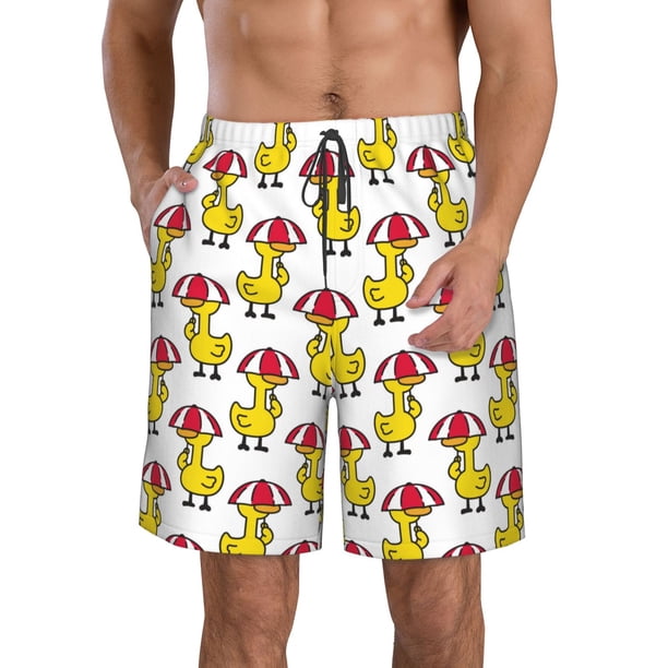 Balery Rubber Duck Chicken Bird Traje de Baño Estilo Hawaiano para Hombre, Shorts de Secado Rápido con Bolsillos-Large