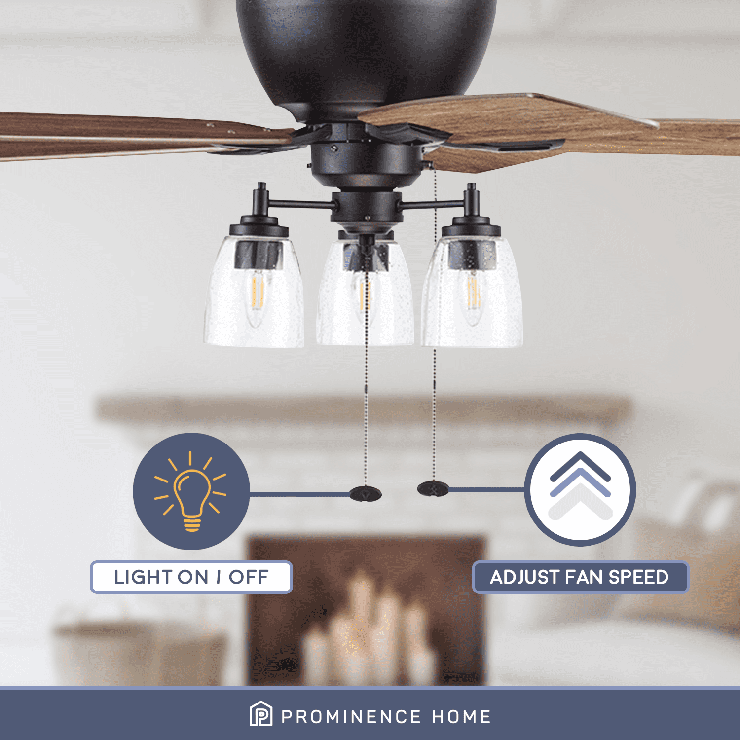 Prominence Home Arthur 52" Bronze Flushmount Ceiling Fan with Light Kit and Reverse Airflow