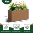 thumbnail image 2 of Large Rectangle Planter Metal Brown Planter Box with a Drainage Hole and a Removable Divider Indoor Outdoor Porch Pots for Tall , Trees, Flowers 32.01"x 10" x 16.26" Brown, 2 of 8