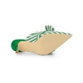 thumbnail image 3 of BLISSFUL STEP Women's Stiletto Heel Mules Pointed Toe Stripe Bow Slip-On Dress Shoes Green 10, 3 of 8