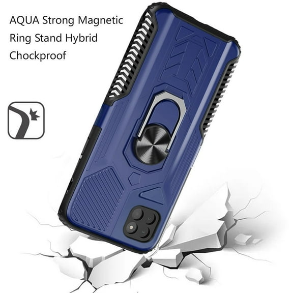 For Boost Mobile Celero 5G Military Grade Hybrid Heavy Duty 2 in 1 Protective Hard PC and Soft Silicone with Ring Stand Holder Cover ,Xpm Phone Case [Blue]