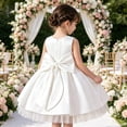 thumbnail image 6 of Fgnfyis Girls Dress Satin Bow Sleeveless Party Performance Holiday Gown Toddler Formal Toddler Summer Dress White1 6-7 Years, 6 of 8
