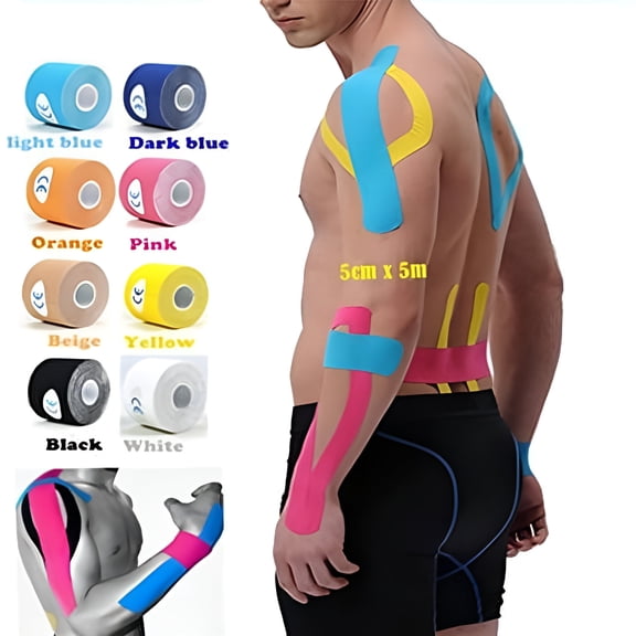 QARUN 2026 New Kinesiology Tape 1 X 1 Inches Waterproof Adhesive Sports Tape for Injury Support, Muscle Relief, Pain Management, Athletic Performance, Rehabilitation.