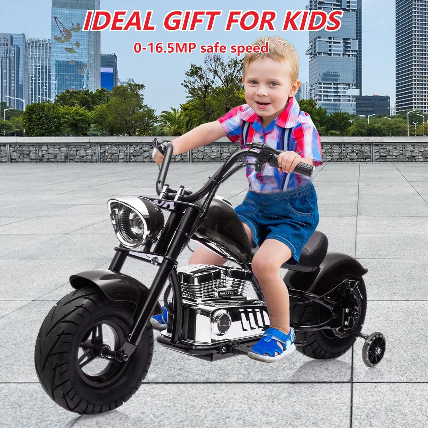 Rugerasy 36V 350W Ride On Off-Road Motorcycle,Electric Dirt Bike for Teens,Fast Speed 16.5mph with Music,Spring Suspension,Led Light,Black