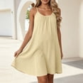 thumbnail image 5 of Hvogkswy Cotton Linen Nightgowns for Women Solid Sleeveless Crew Neck Camisole Dresses Soft Breathable Home Sleep Dress, 5 of 8