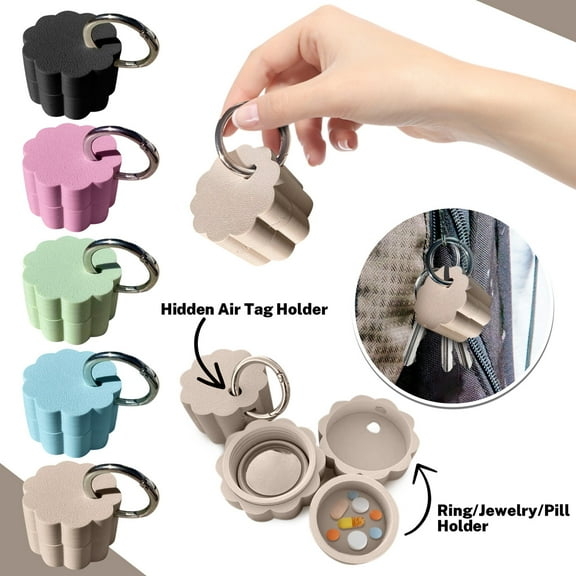 SmartBy Keychain Pill Box Waterproof Compact Mini Holder Lightweight 3D Printed Container with Key Ring Small Pill Organizer Case