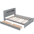thumbnail image 6 of Queen Wood Platform Bed Mattress Foundation with LED, 2 Drawers and 1 Twin Size Trundle, Bed Frame Storage Bed w/ Wooden Slats for Boy Girl, No Box Spring Needed, 6 of 9