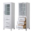 thumbnail image 3 of Daria Linen Tower in White with Matte Black Trim, Shelved Cabinet Storage, and 3 Drawers, 3 of 3