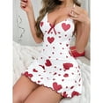 thumbnail image 4 of MEICHEN Night Gowns for Women Valentine's Day Heart Print Bowknot Nightgowns Deep V Neck Backless Chemise Nightdress Women's Sleep Dress, 4 of 5