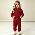 thumbnail image 2 of XAOFW Girl Outfits Long Sleeve Solid Color Sweatshirt Jogger Sweatpants Little Girls Fall Winter Cozy Clothes Sets 10-11 Years, 2 of 9
