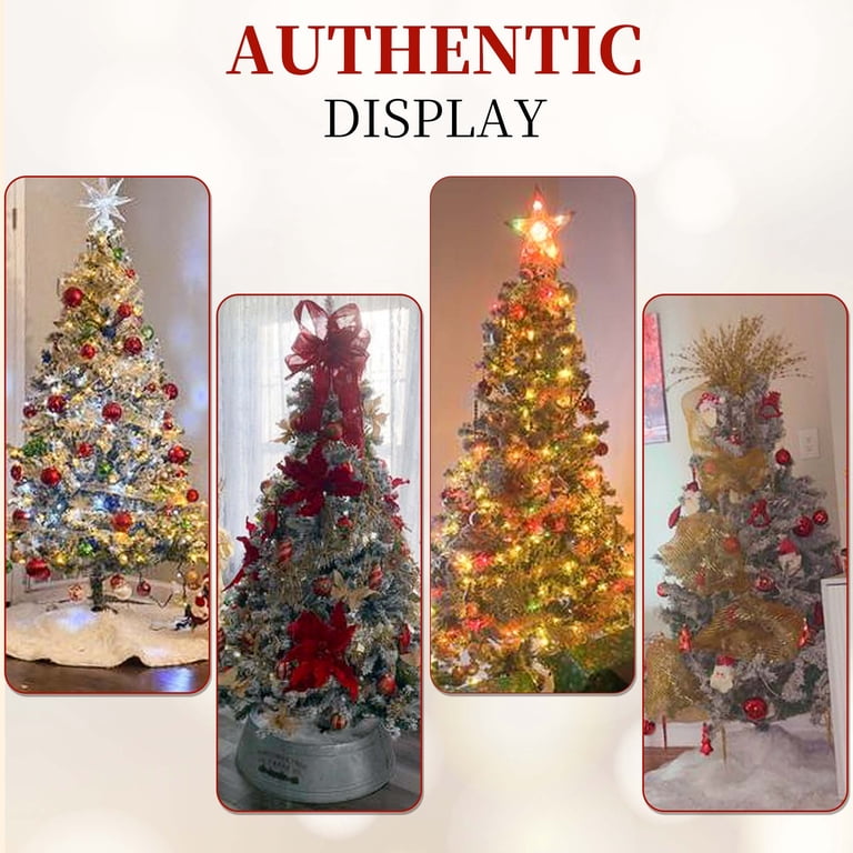 Yexmas 6ft Snow Flocked Christmas Tree, Pre-Lit Artificial White