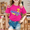 thumbnail image 2 of AWZXDE Girls Short Sleeve Graphic Tee with Pencil & Letter Print Casual Crewneck Tops for Toddler Kids Comfortable Everyday Shirt Hot Pink,8-9 Years, 2 of 7