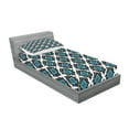 thumbnail image 2 of Ambesonne Floral Fitted Sheet & Pillow Sham Set, Victorian Antique Style, Twin, Black Aqua White, 2 of 2