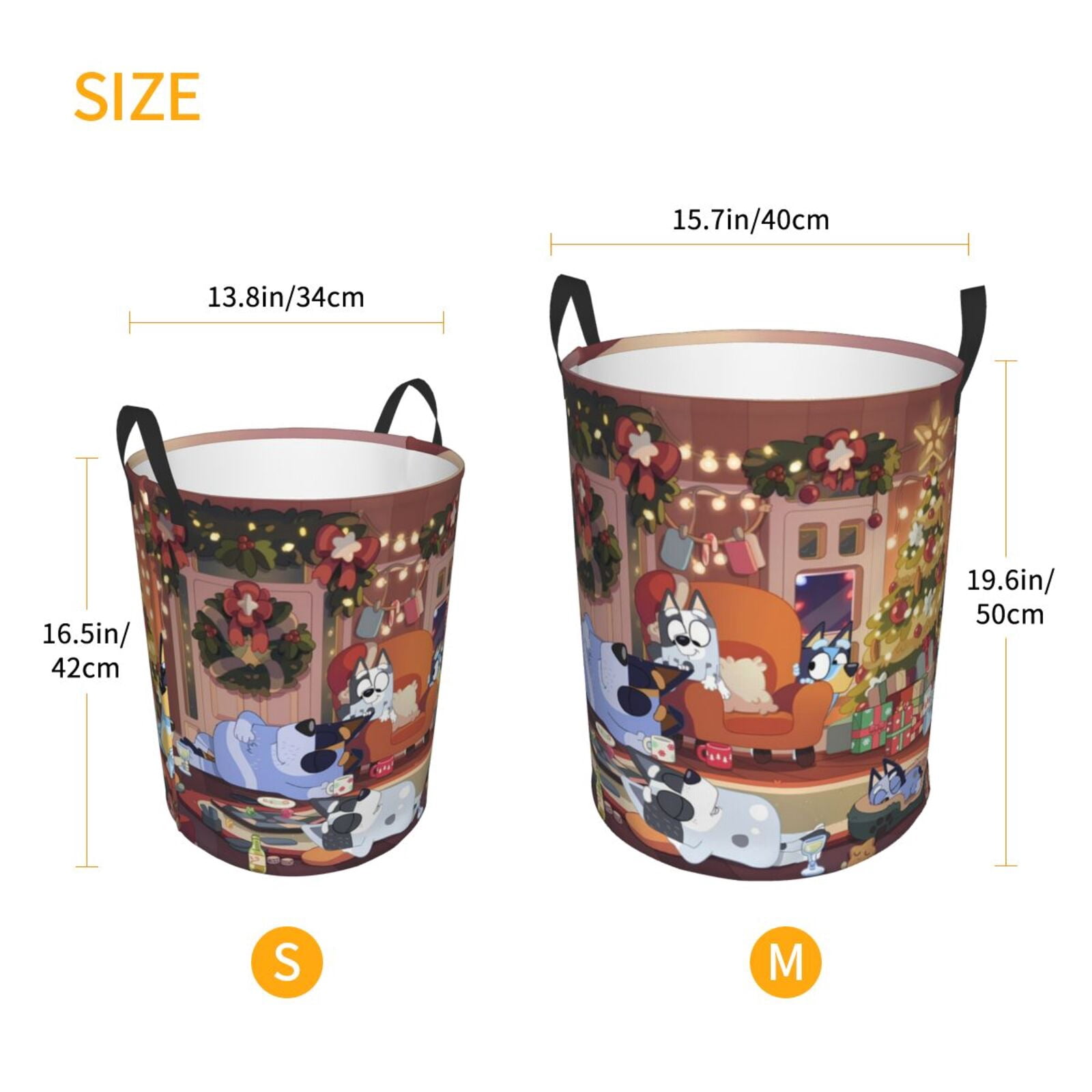 Johaoi Bluey Pattern Round Large Laundry Basket -Storage Basket - Toy Storage Basket, Perfect as Hamper, Kids Room Storage, and Toy Containment-